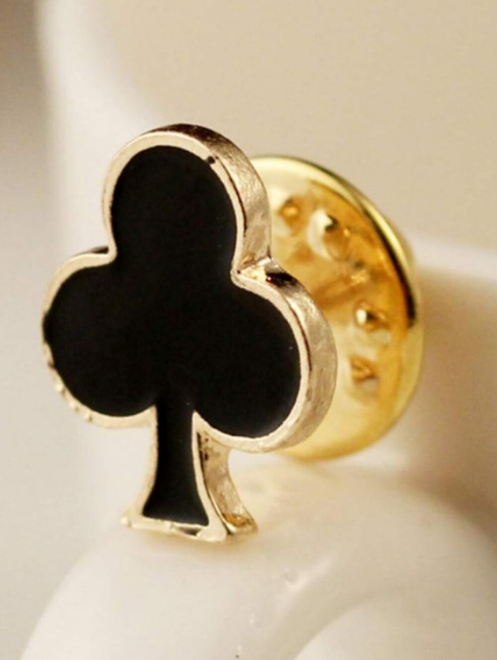 Gold & Black Club-Shaped Lapel Pin